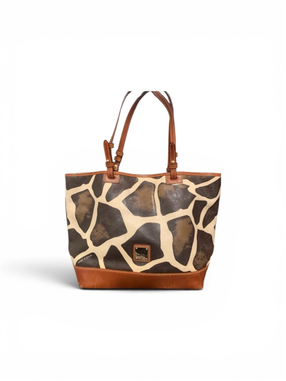 Dooney & Bourke Giraffe Print Tote in Brown and Cream